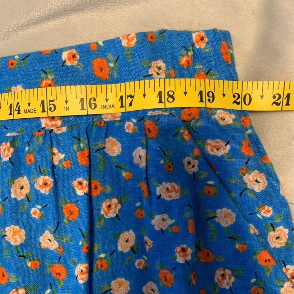 Loft bright blue with small ditzy poppy flowers linen blend mini skirt size XL - Picture 7 of 7